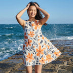 Retro Floral A-Line Mini Dress | 60s Pocket Vacation Dress