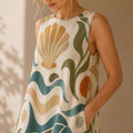 Mediterranean Fish A-Line Dress | Coastal Resort Pocket Dress