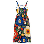 Retro Art Wide-Leg Jumpsuit with Pockets | Colorful Abstract Print