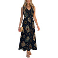 Moonlit Navy Maxi Dress with Pockets | Celestial V-Neck Dress