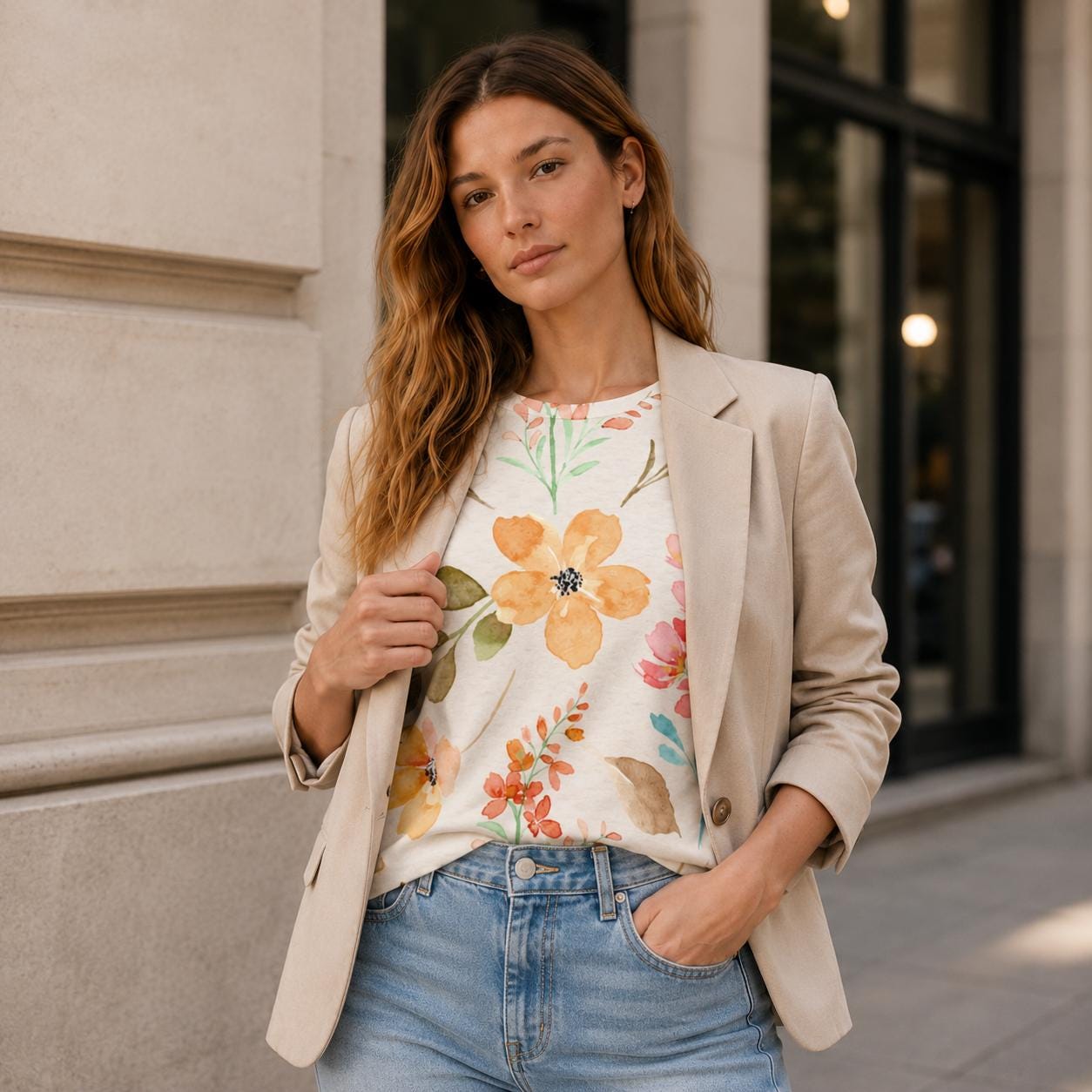 Botanical Watercolor Cotton T-Shirt | Cottagecore Floral Tee