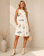 Coastal Sardine A-Line Mini Dress with Pockets