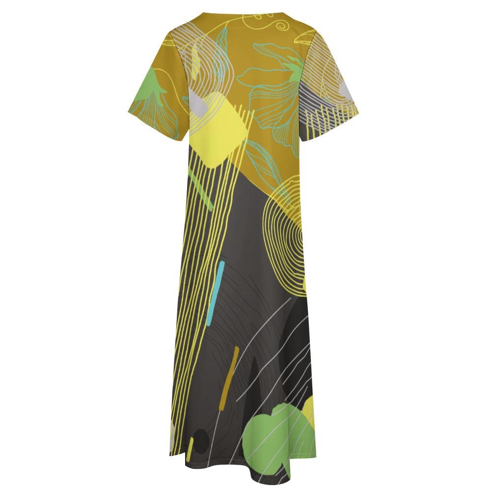 Abstract Art T-Shirt Dress | Modern Geometric Travel Dress