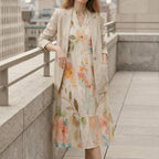 Floral Flutter Sleeve Midi Dress | Garden Party Summer Dress