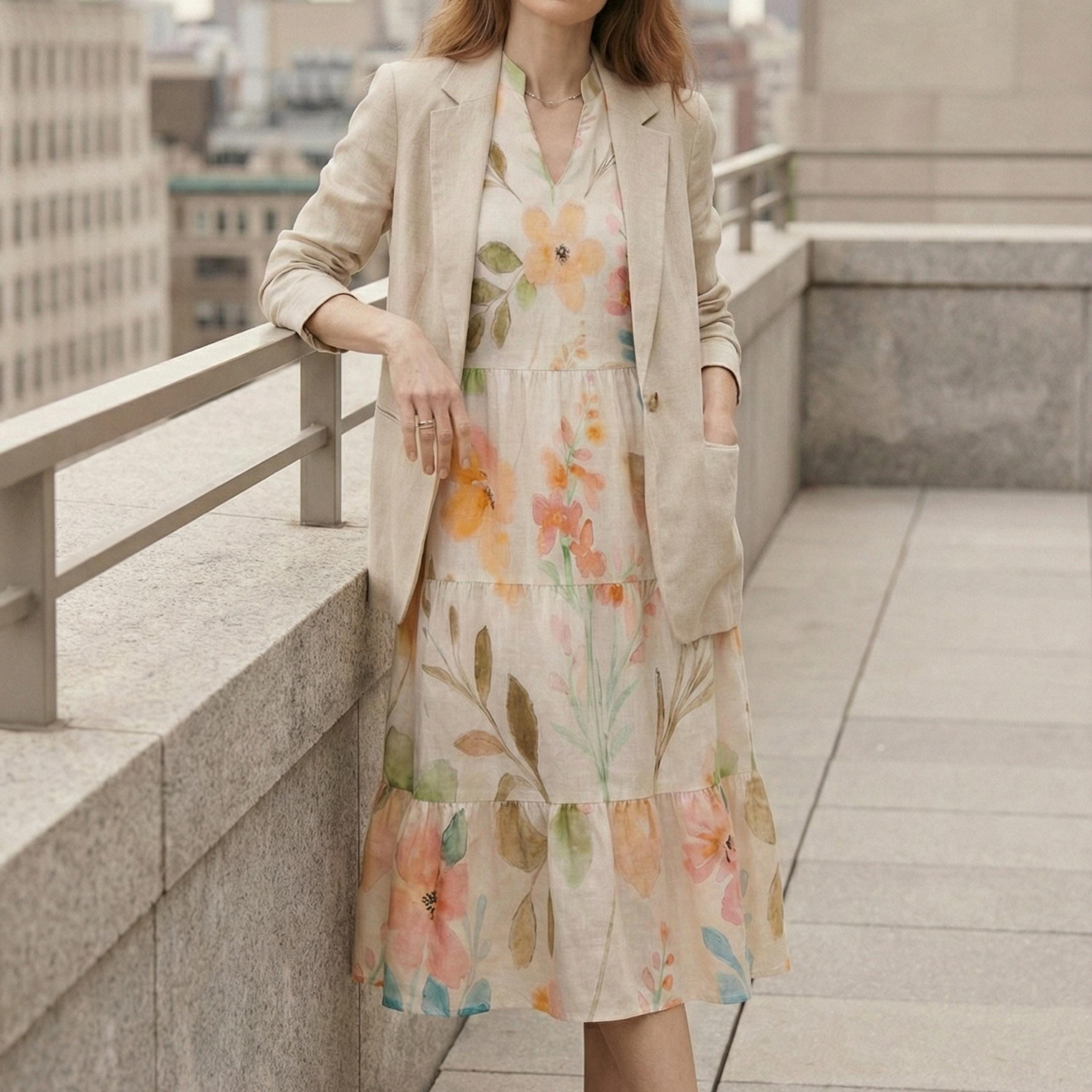 Floral Flutter Sleeve Midi Dress | Garden Party Summer Dress