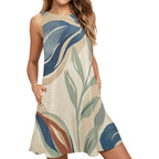 Abstract Botanical Mini Dress | A-Line Resort Vacation Dress