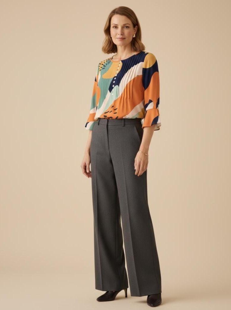 Boho Ruffle Sleeve Blouse | Abstract Print Summer Top