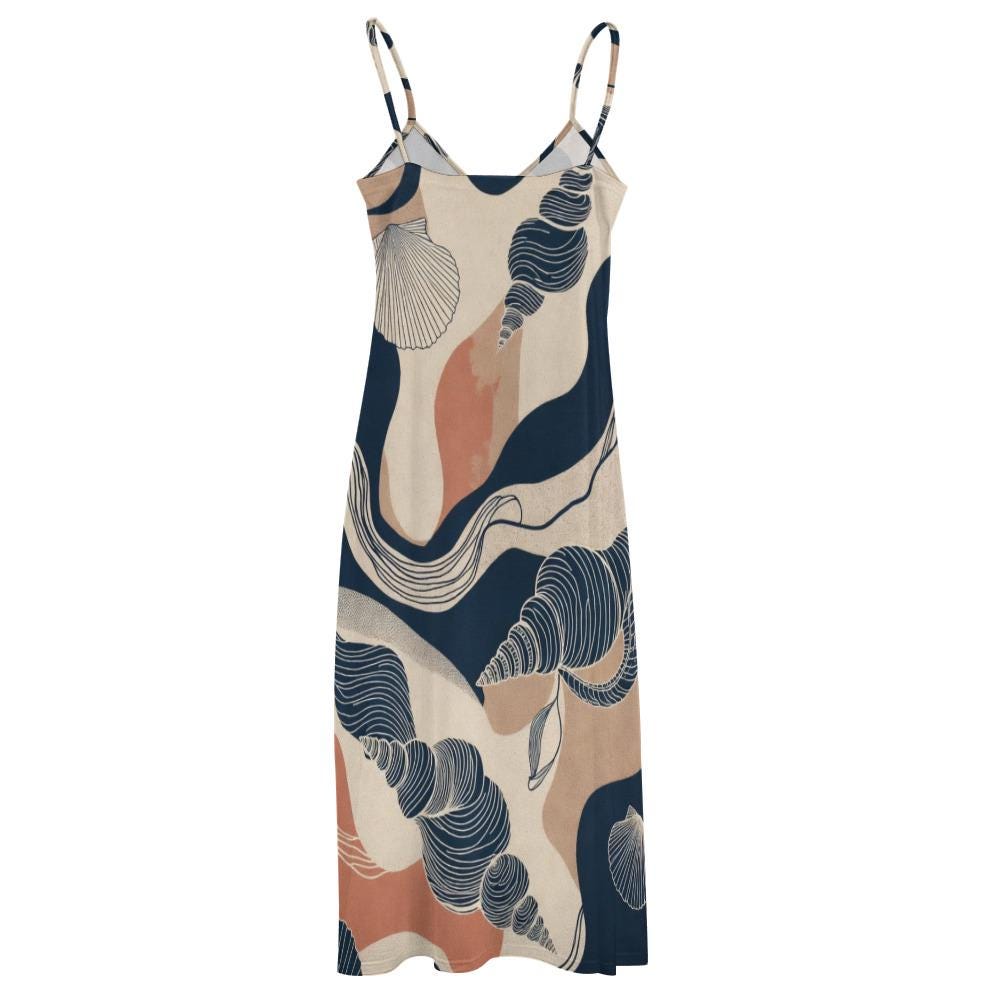 Coastal Shell Print Maxi Dress | Sleeveless Resort Vacation Dress