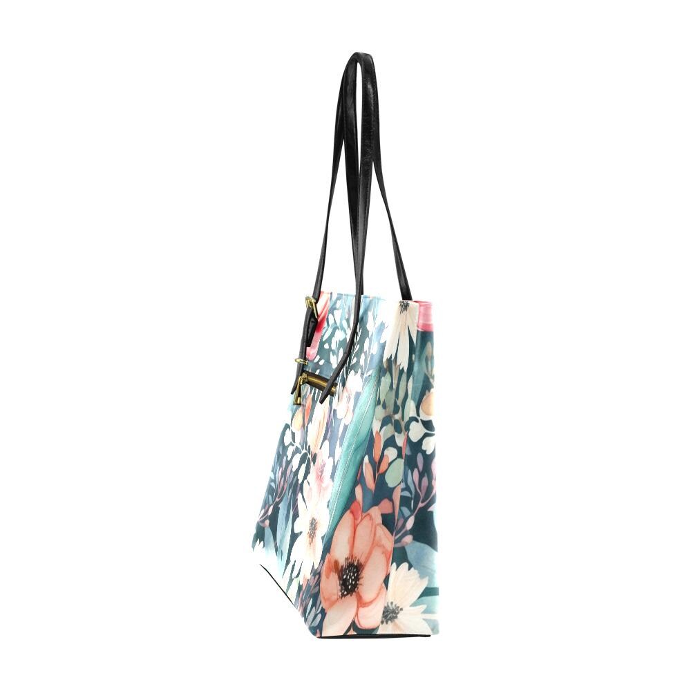 Floral Matching Tote Bag | PU Leather Summer Vacation Purse