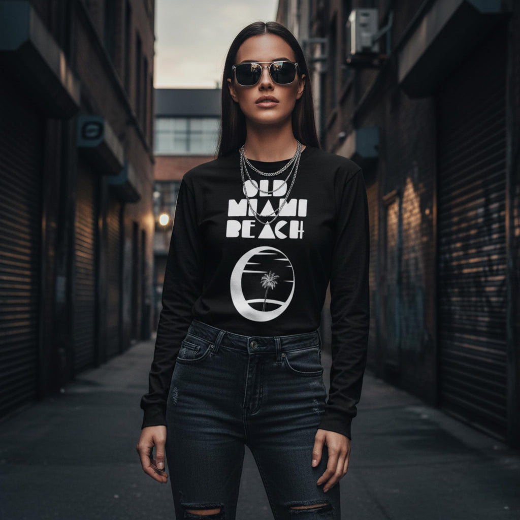 Vintage Miami Beach Long Sleeve Tee | 70s Coastal Streetwear