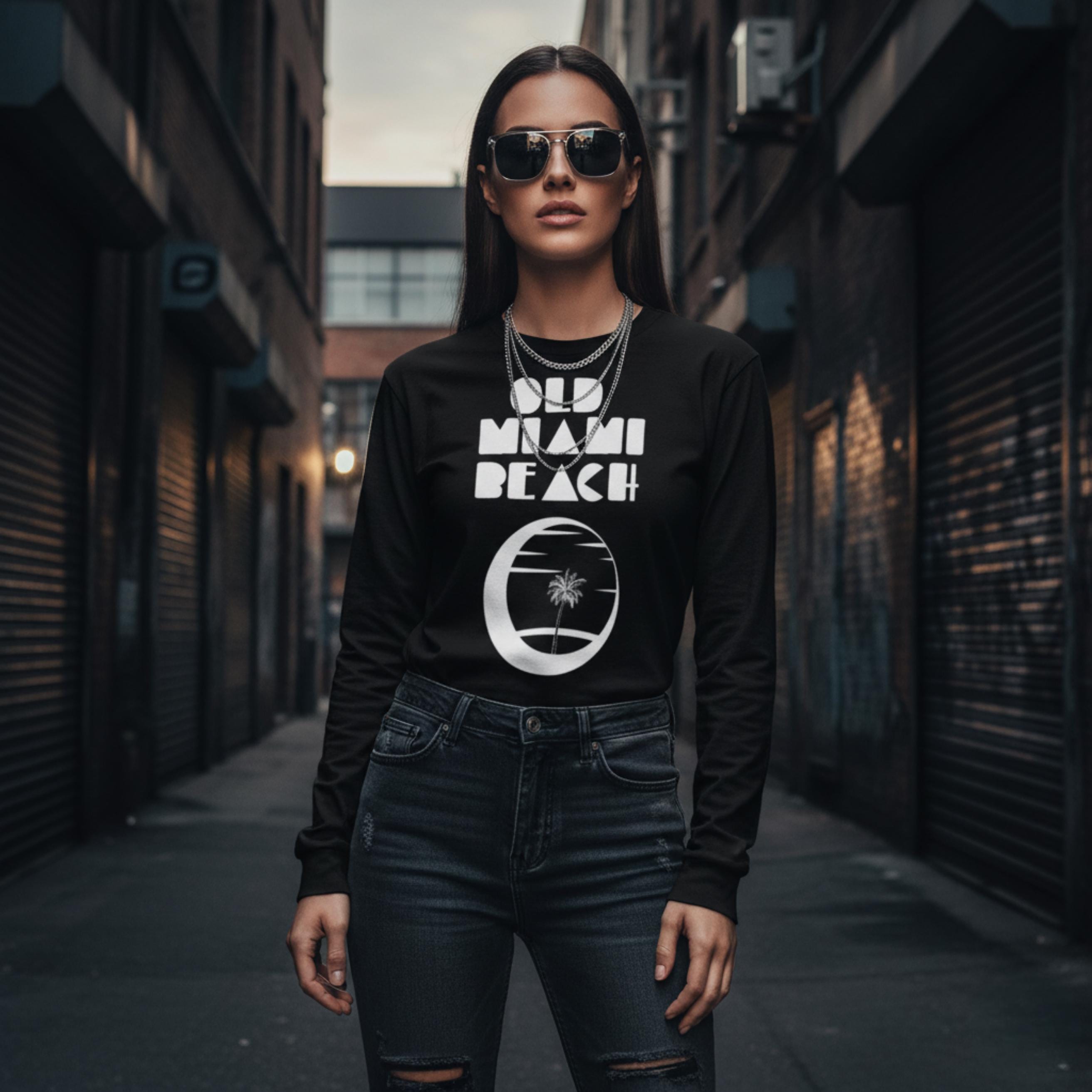 Vintage Miami Beach Long Sleeve Tee | 70s Coastal Streetwear
