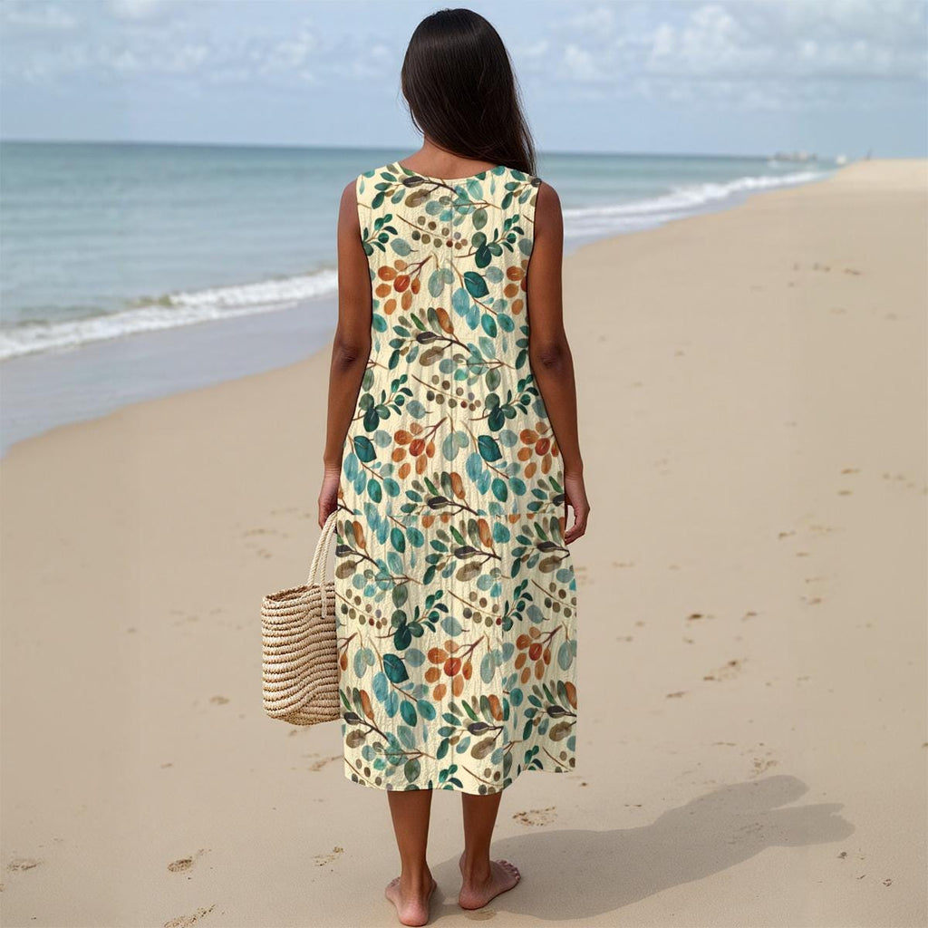 Floral Cotton Midi Dress | Sleeveless Wedding Guest & Garden Dress