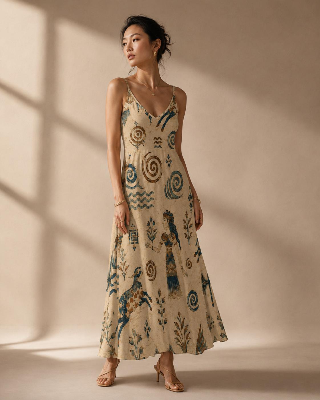 Greek Goddess Maxi Dress | Minoan Tribal Coastal Resort Dress