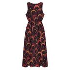 Burgundy Night Garden Maxi Dress with Pockets | V-Neck