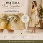 Personalized Lemon Midi Dress | Custom Name Mediterranean Summer Dress