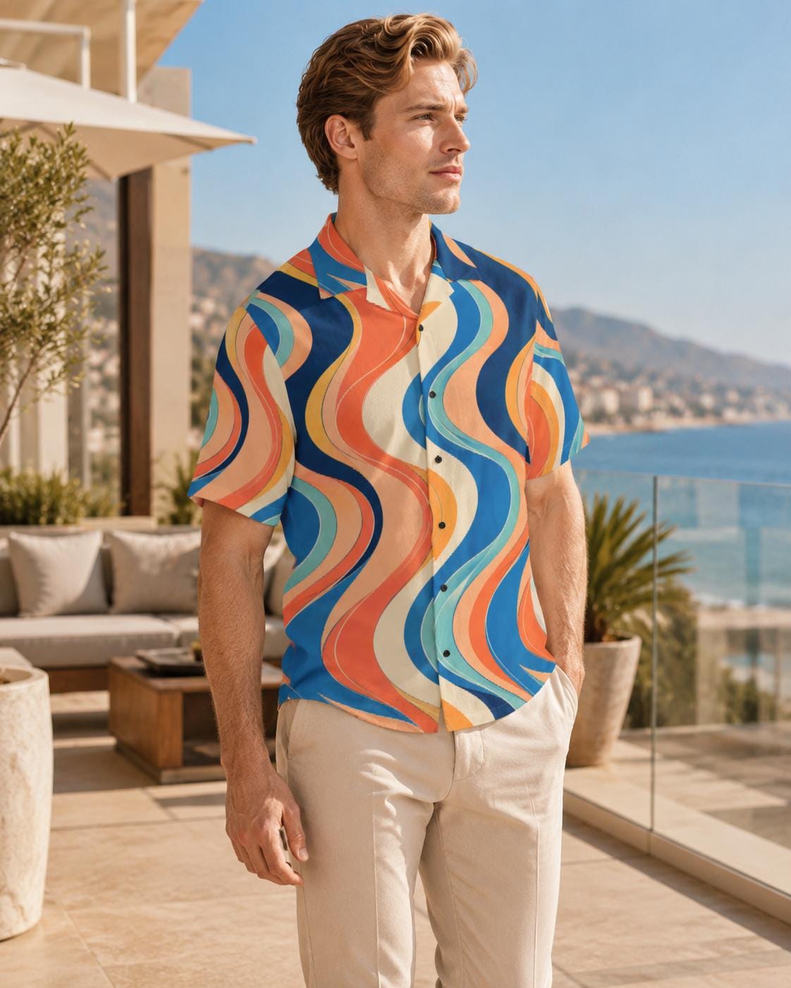 Men’s Lemon Camp Collar Shirt | Mediterranean Resort Wear