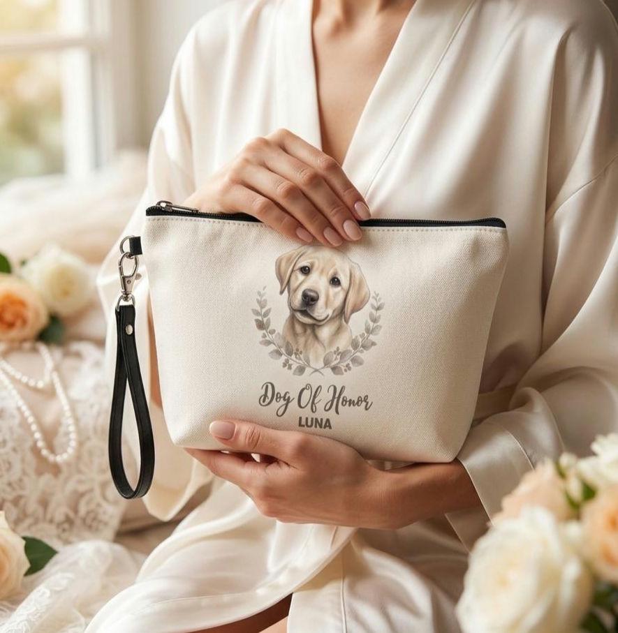 Personalized Dog of Honor Cosmetic Bag | Custom Pet Wedding Pouch