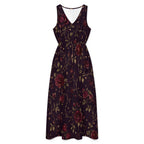 Plum Botanical Maxi Dress with Pockets | V-Neck Resort Dress