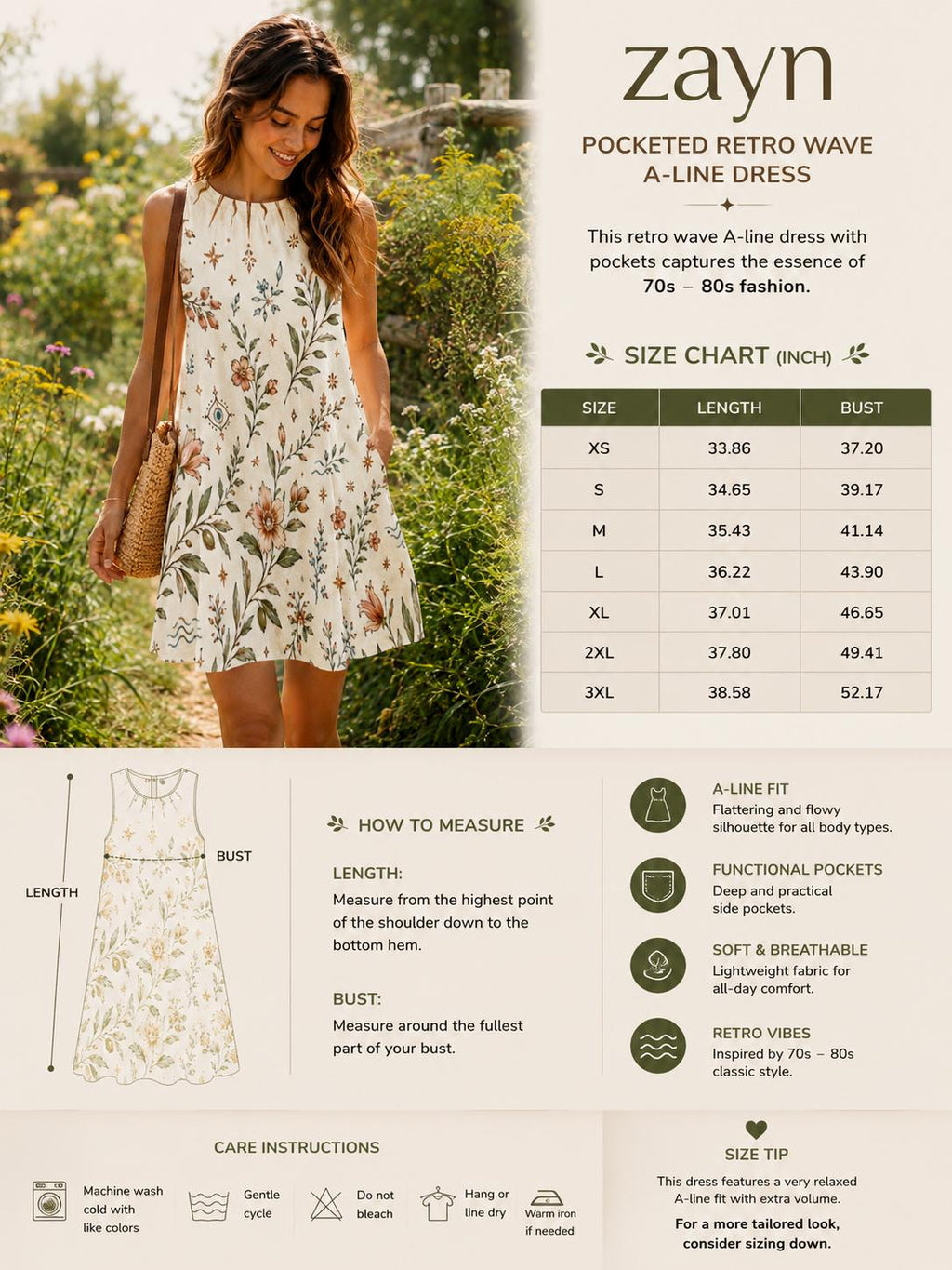 Mediterranean Evil Eye Dress | Floral Coastal A-Line Pocket Dress