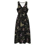Midnight Botanical Maxi Dress with Pockets | V-Neck Resort Dress
