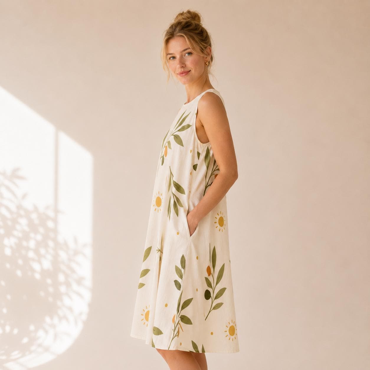 Olive Branch A-Line Dress | Mediterranean Coastal Resort Dress