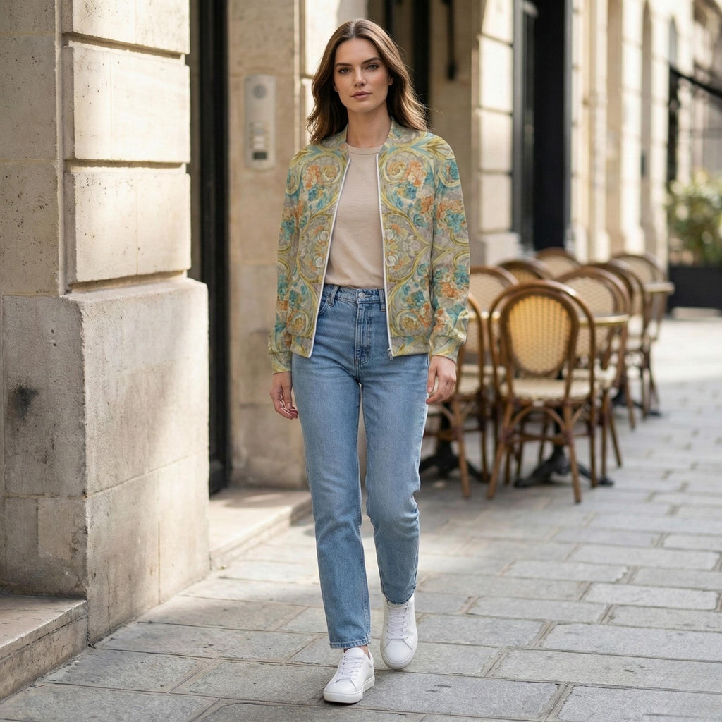 Floral Bomber Jacket | Boho Lightweight Spring Statement Jacket