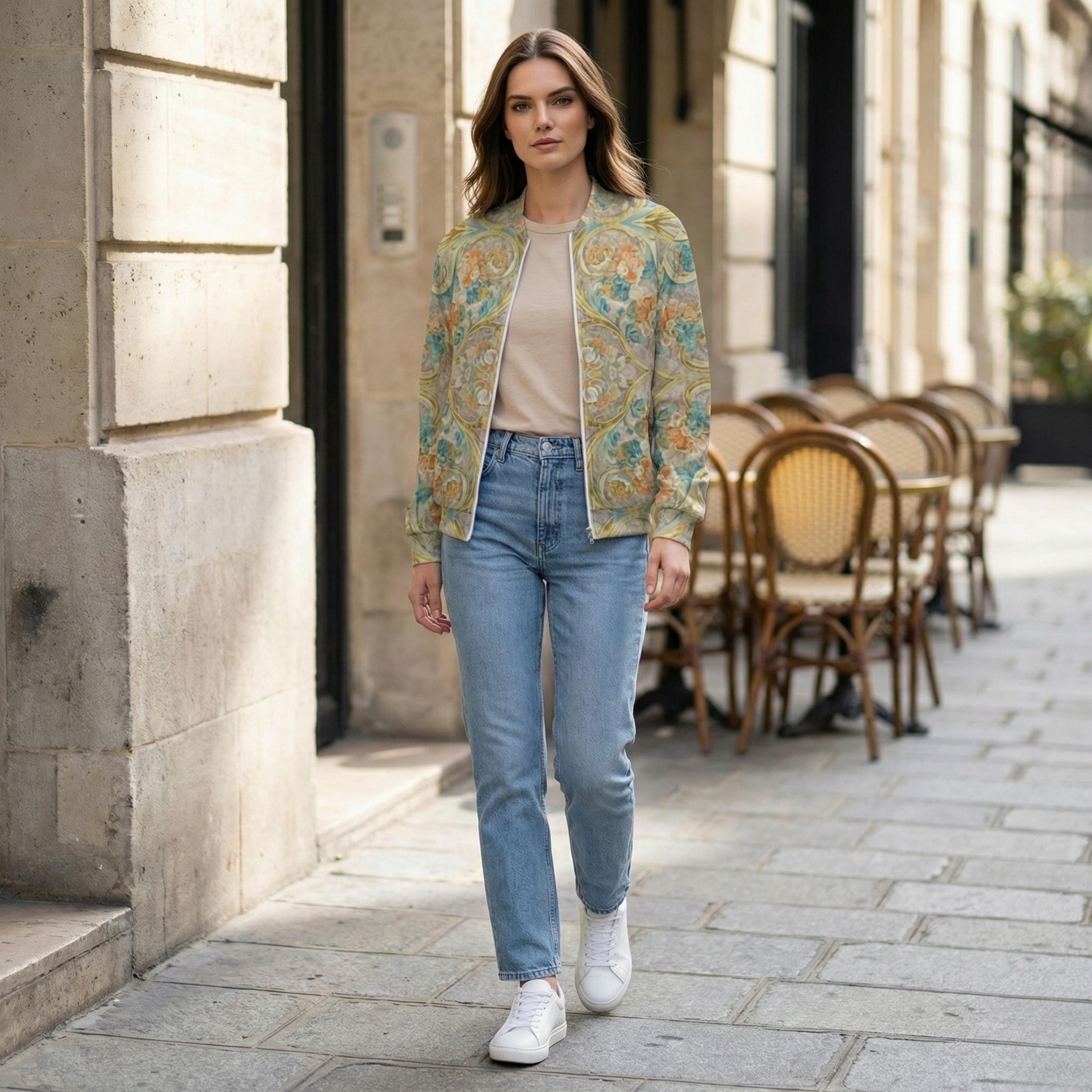 Floral Bomber Jacket | Boho Lightweight Spring Statement Jacket