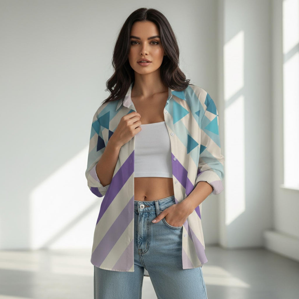 Oversized Geometric Patchwork Shirt | Retro Modern Streetwear Top