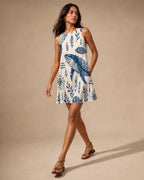 Whale Print Mini Dress | Coastal Nautical Summer Dress