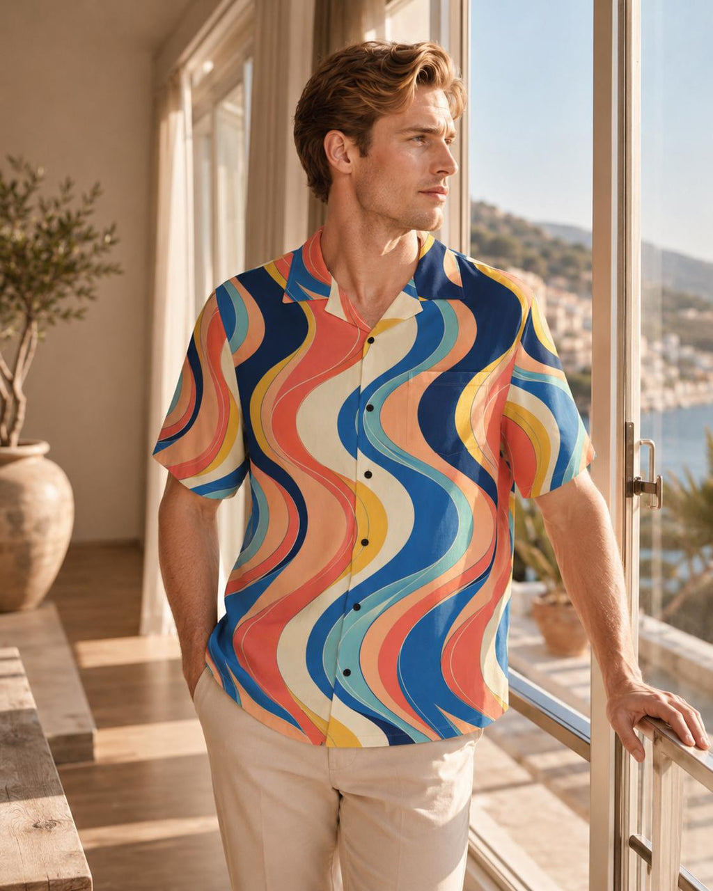 Men’s Lemon Camp Collar Shirt | Mediterranean Resort Wear