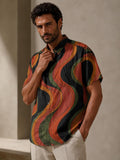 Men’s Retro Wave Cotton Resort Shirt | 70s Mediterranean Button-Up