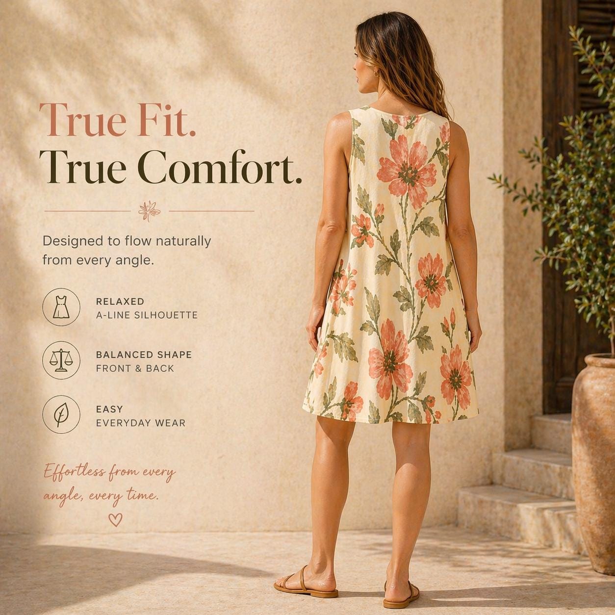 Botanical Floral A-Line Dress | Vintage Cottagecore Summer Dress