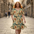 Botanical V-Neck Pocket Midi Dress | Relaxed Summer Dress