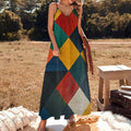 Harlequin Diamond Maxi Dress | Colorful Geometric Boho Dress