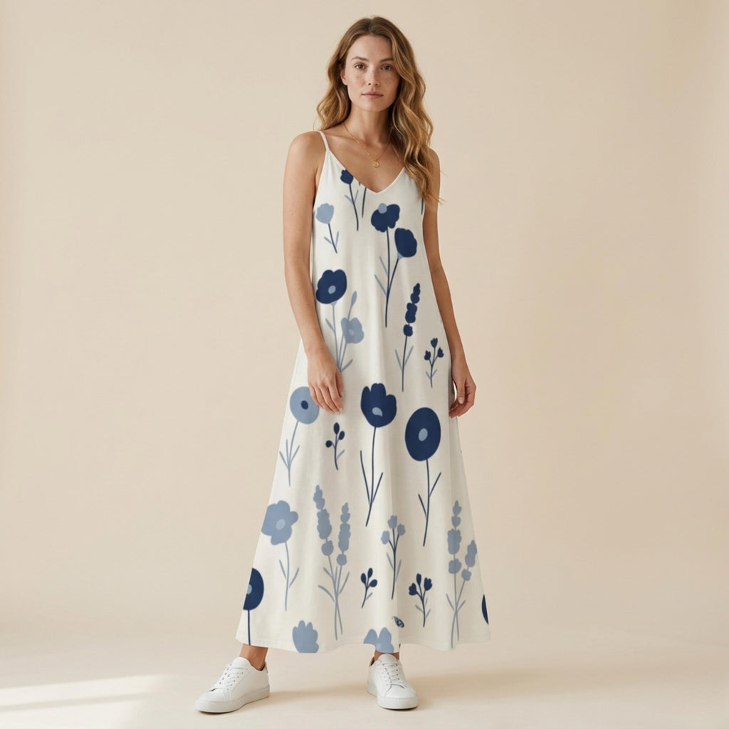 Floral A-Line Maxi Dress | Relaxed Sleeveless Vacation Dress