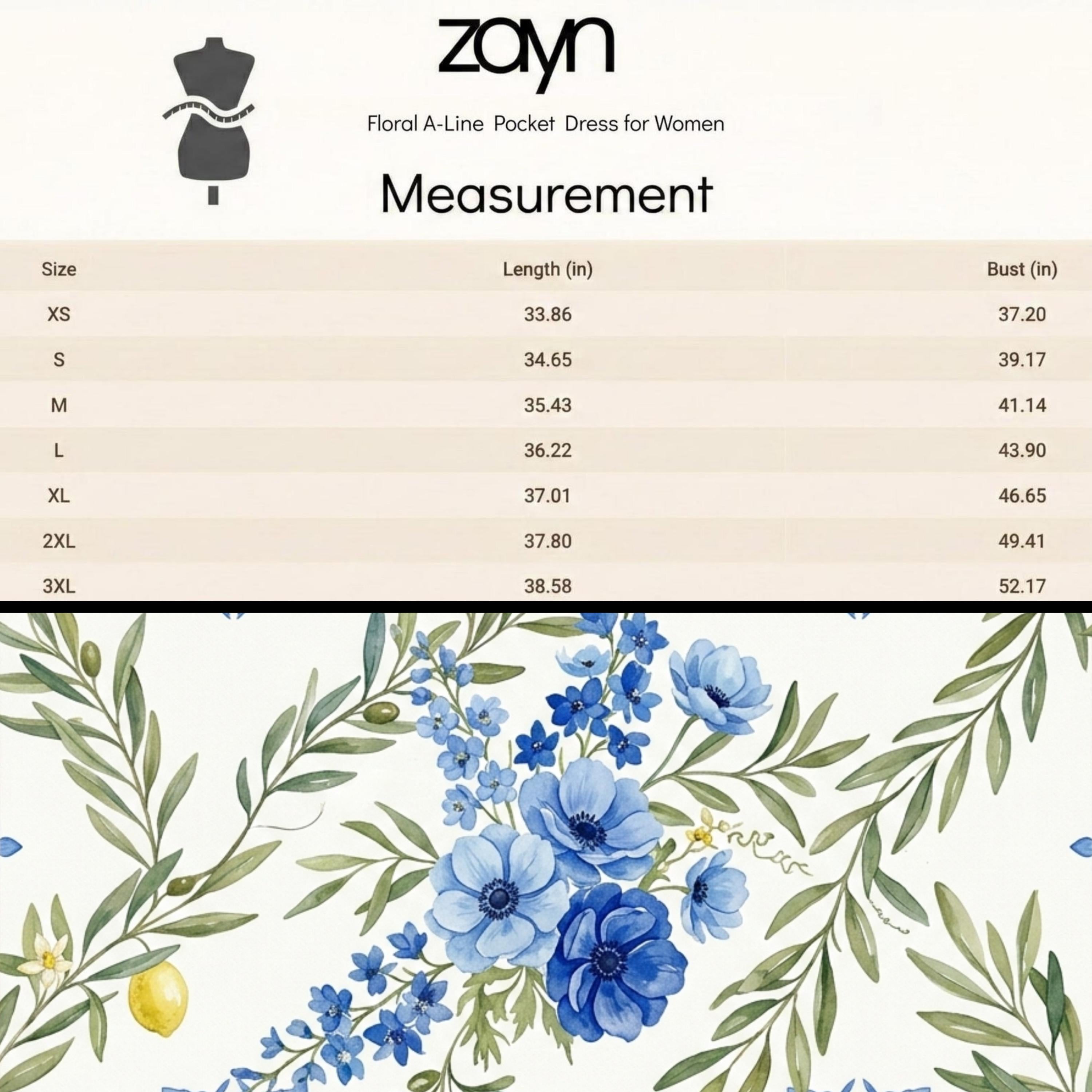 Blue Floral A-Line Dress | Mediterranean Pocket Sundress