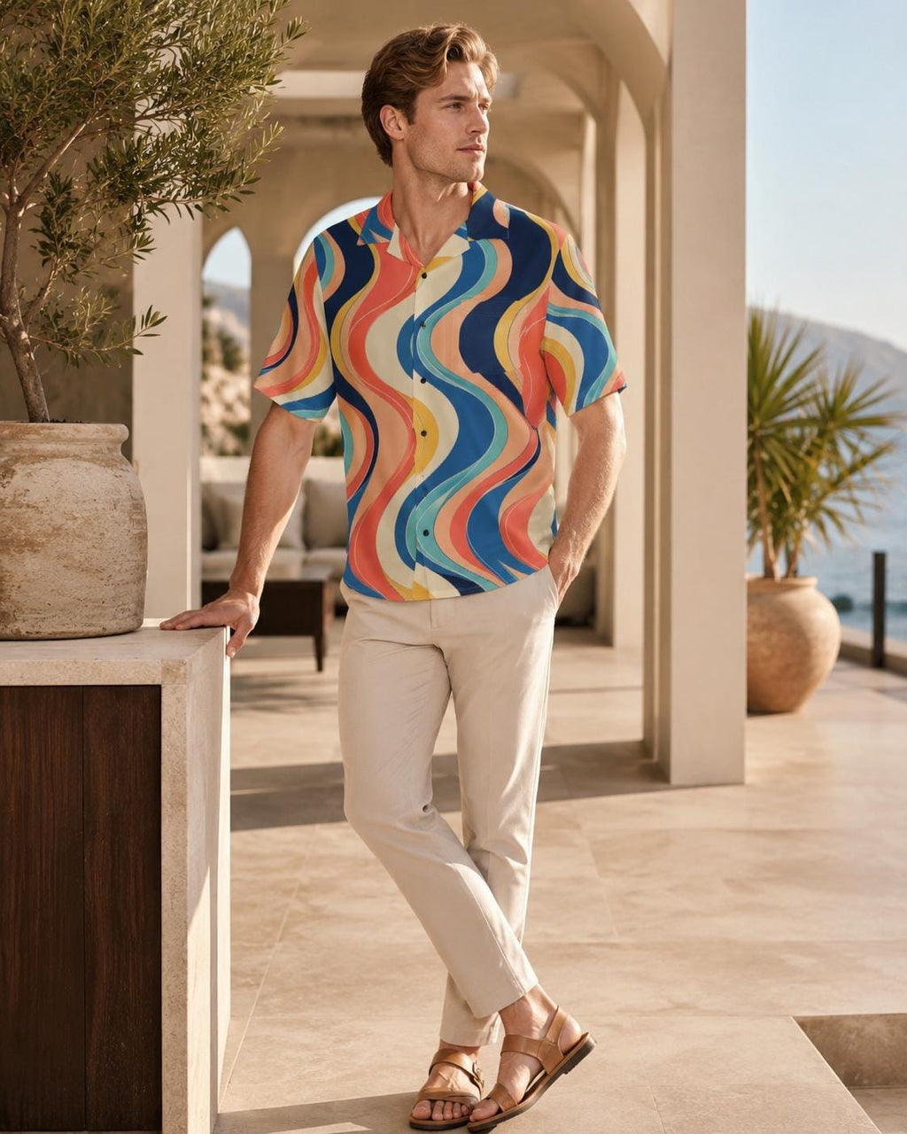 Men’s Lemon Camp Collar Shirt | Mediterranean Resort Wear
