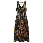 Witchy Halloween Maxi Dress with Pockets | Abstract Geometric
