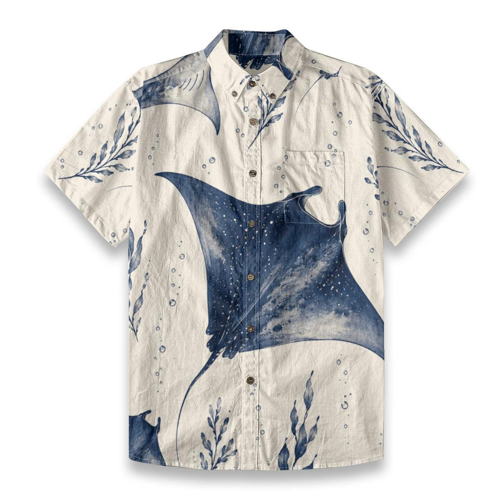 Men’s Manta Ray Cotton Shirt | Coastal Marine Resort Shirt