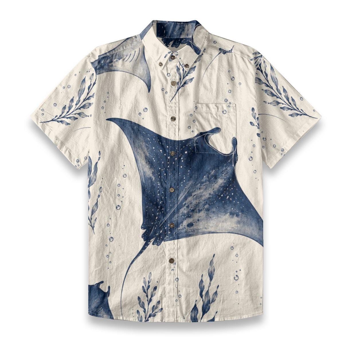 Men’s Manta Ray Cotton Shirt | Coastal Marine Resort Shirt