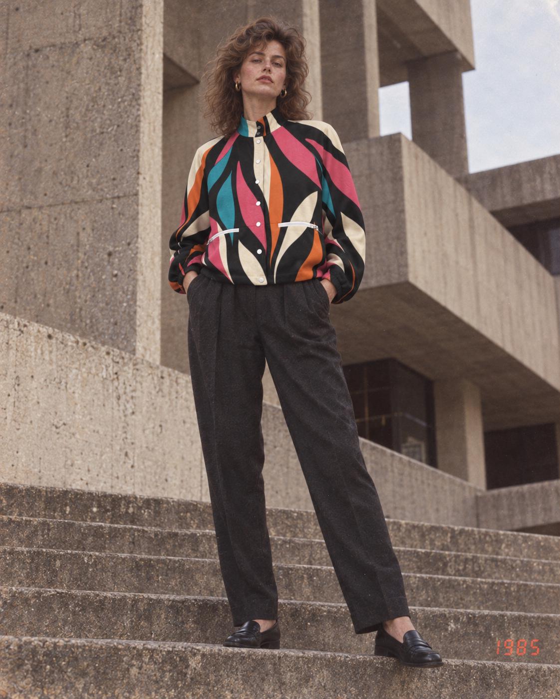 70s print jacket editorial styling