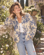 Blue floral jacket styled look