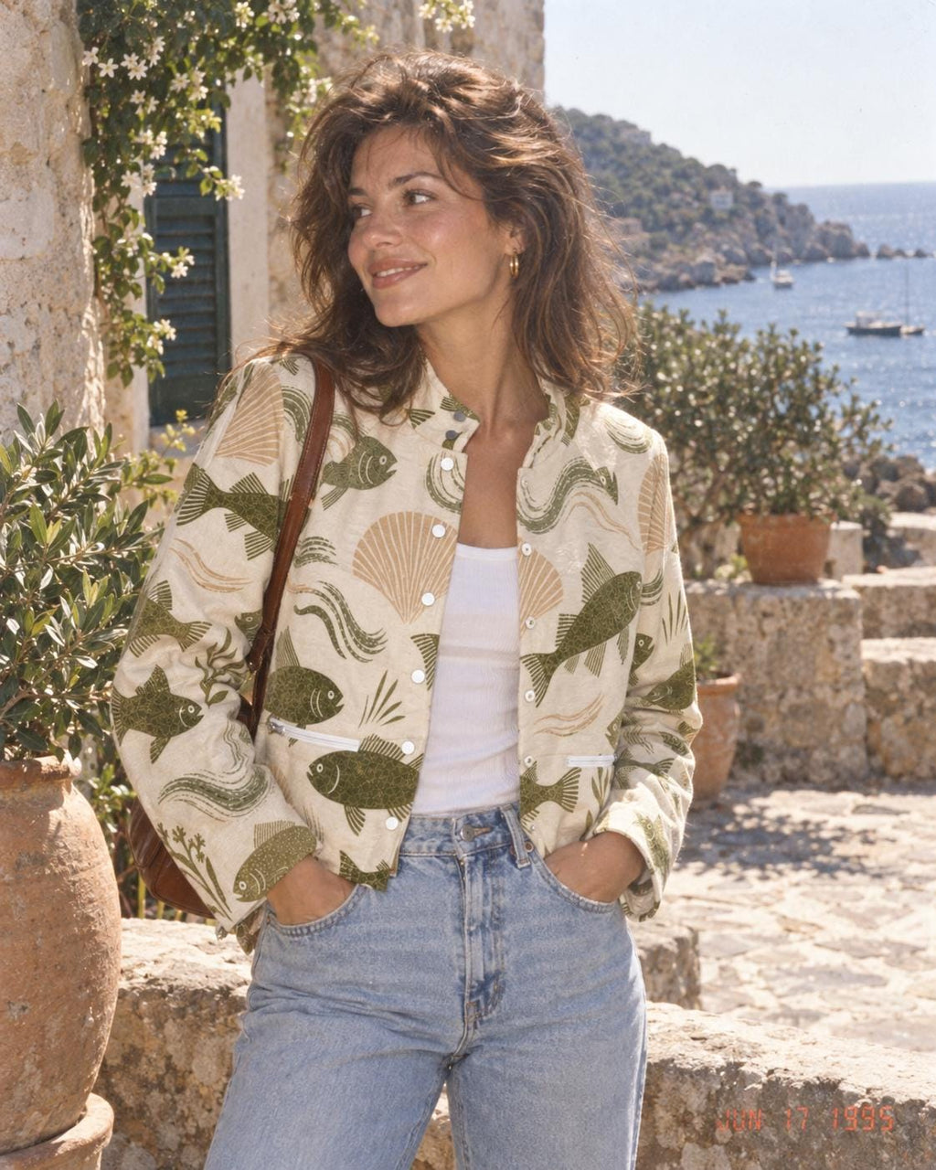 Mediterranean fish jacket outfit
