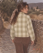 Sage gingham jacket lifestyle view