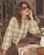 Sage green jacket editorial image
