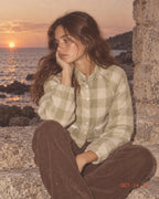 Sage plaid jacket styled look