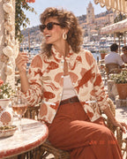 Vintage fish print shacket styled view
