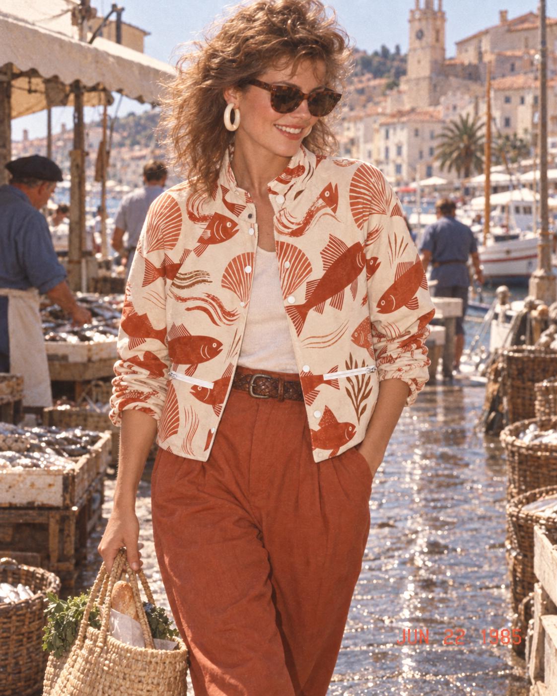 Fall statement fish jacket editorial image