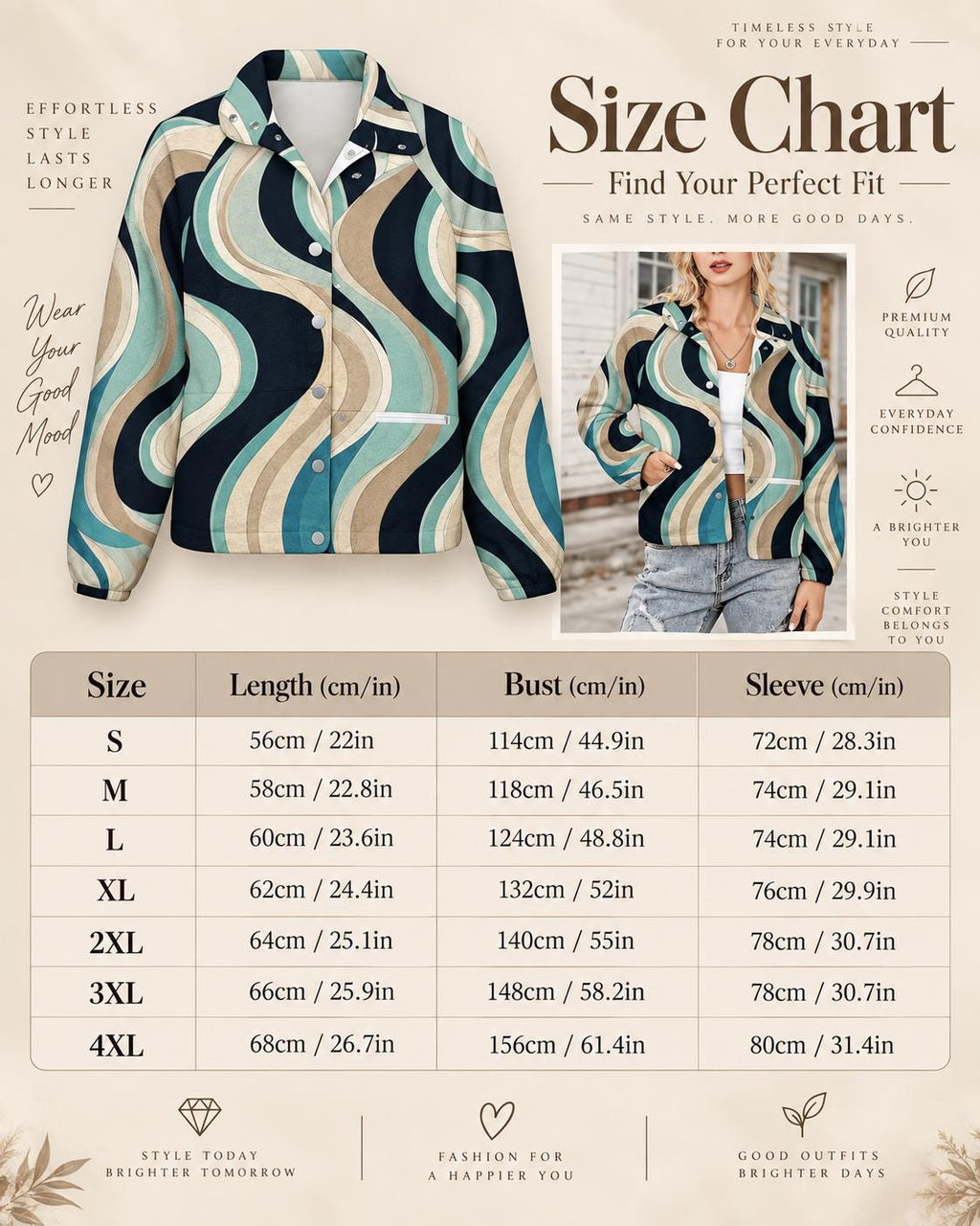 Fish print jacket close view