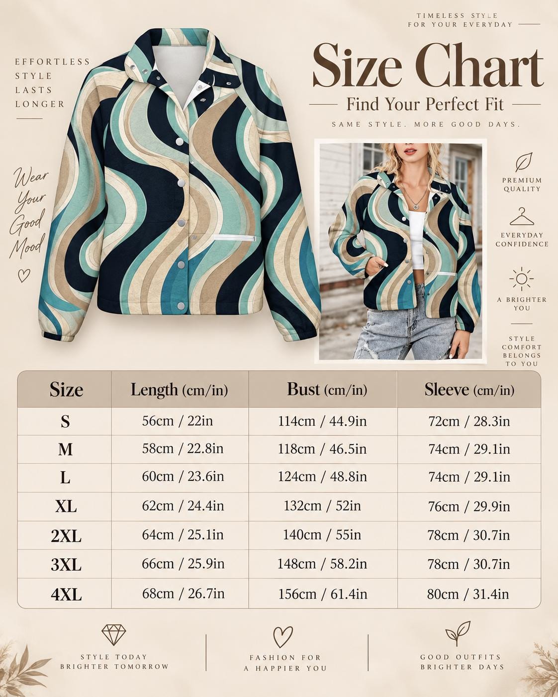 Fish print jacket close view